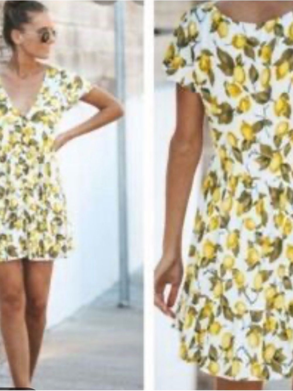 Skylar + Madison White Mini Dress with Yellow Lemon Print
